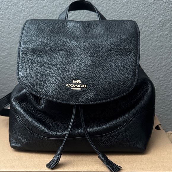 Coach Black Pebbled Leather Backpack - Picture 1 of 5